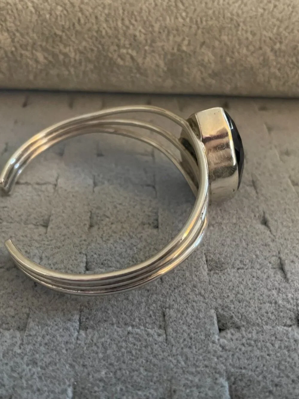 Vintage Silver Bracelet Cuff Amethyst Artisan Handmade Faceted Y2K 1990s 2000s